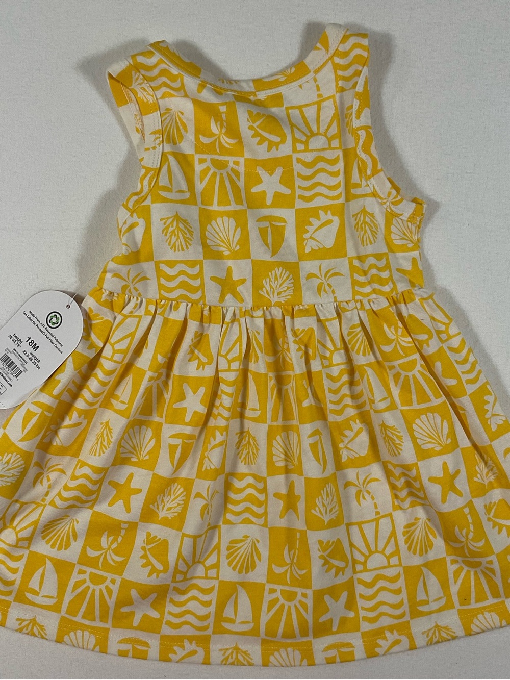 wonder nation Yellow & White Shell Print Sleeveless Dress